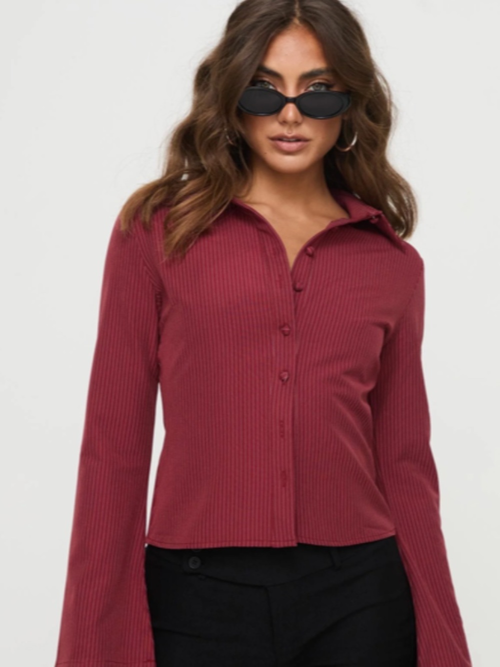 NWT Princess Polly Red Pinstripe Top Size 4